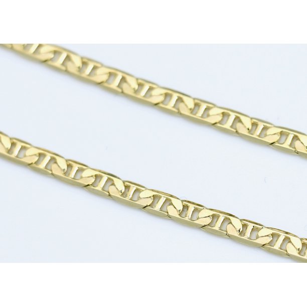 14K Bonded Gold Mariner Chain Necklace with Diamond Charm and Gift Box/Bag X3108