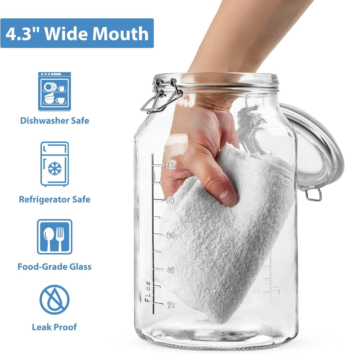 2 Pack 1 Gallon Glass Storage Jars with Airtight Lids G65814