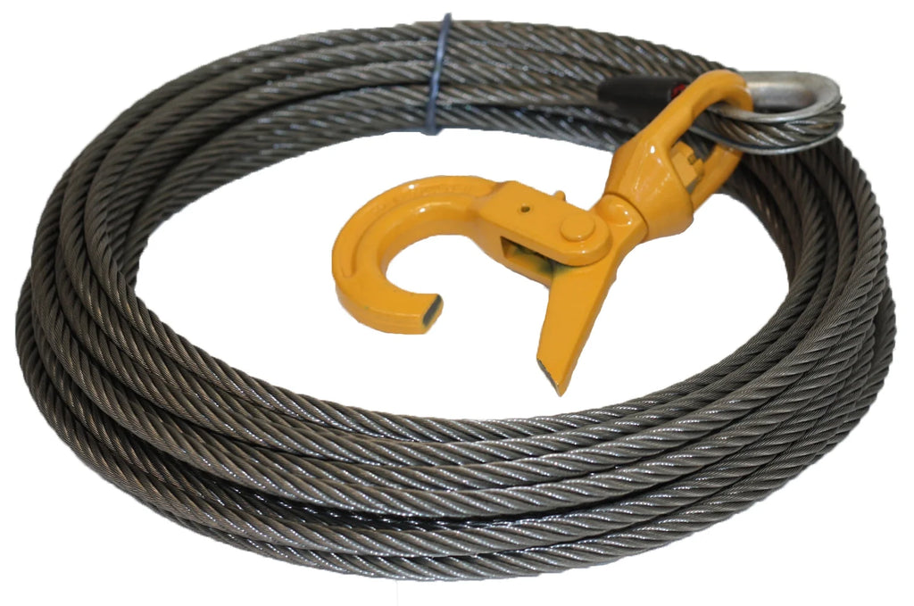 3/8" x 50' Wire Rope Winch Cable with Swivel Hook W5551