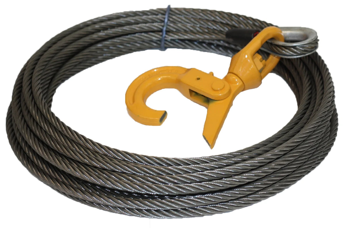 3/8" x 50' Wire Rope Winch Cable with Swivel Hook W5551