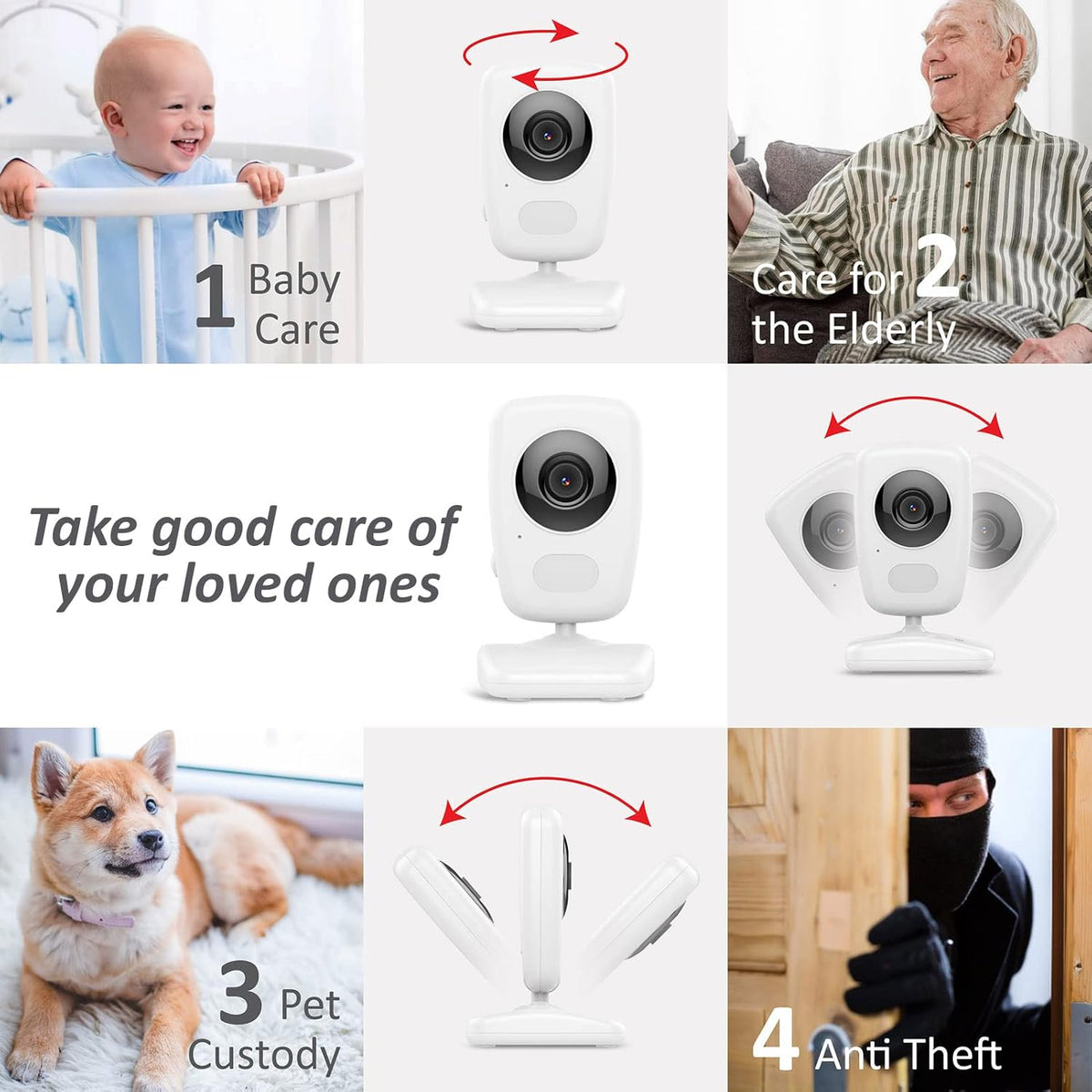 Video Baby Monitor with 5 Screen, Night Vision, Temperature Alert D73409