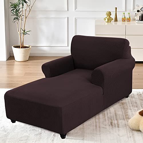 D-Copper Green Stretch Jacquard Chaise Lounge Slipcover X329761
