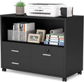 3 Drawer Mobile File Cabinet with Lock and Open Storage Shelves U741