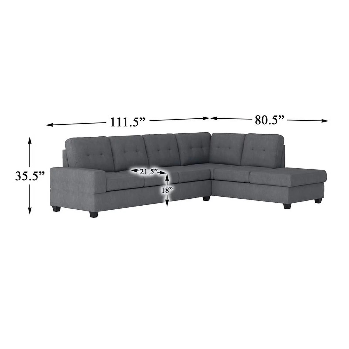 Dark Gray Microfiber Sectional Sofa R45414