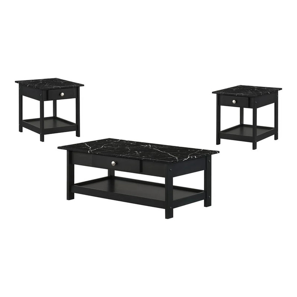 Black Wood 3-Piece Coffee Table Set H44773