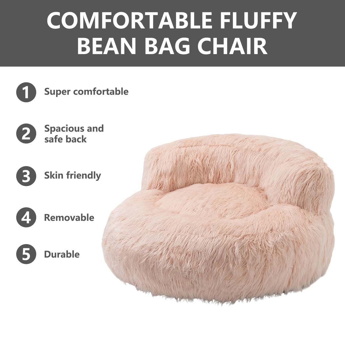 Fluffy Bean Bag Chair with Ottoman G95837