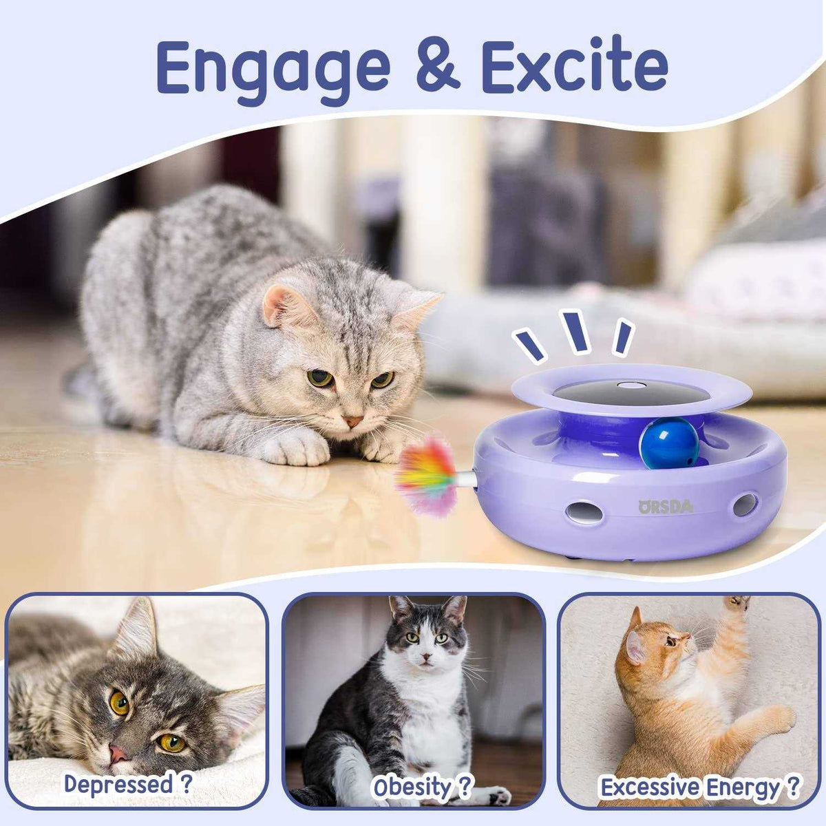2-in-1 Interactive Automatic Cat Toy Balls M353