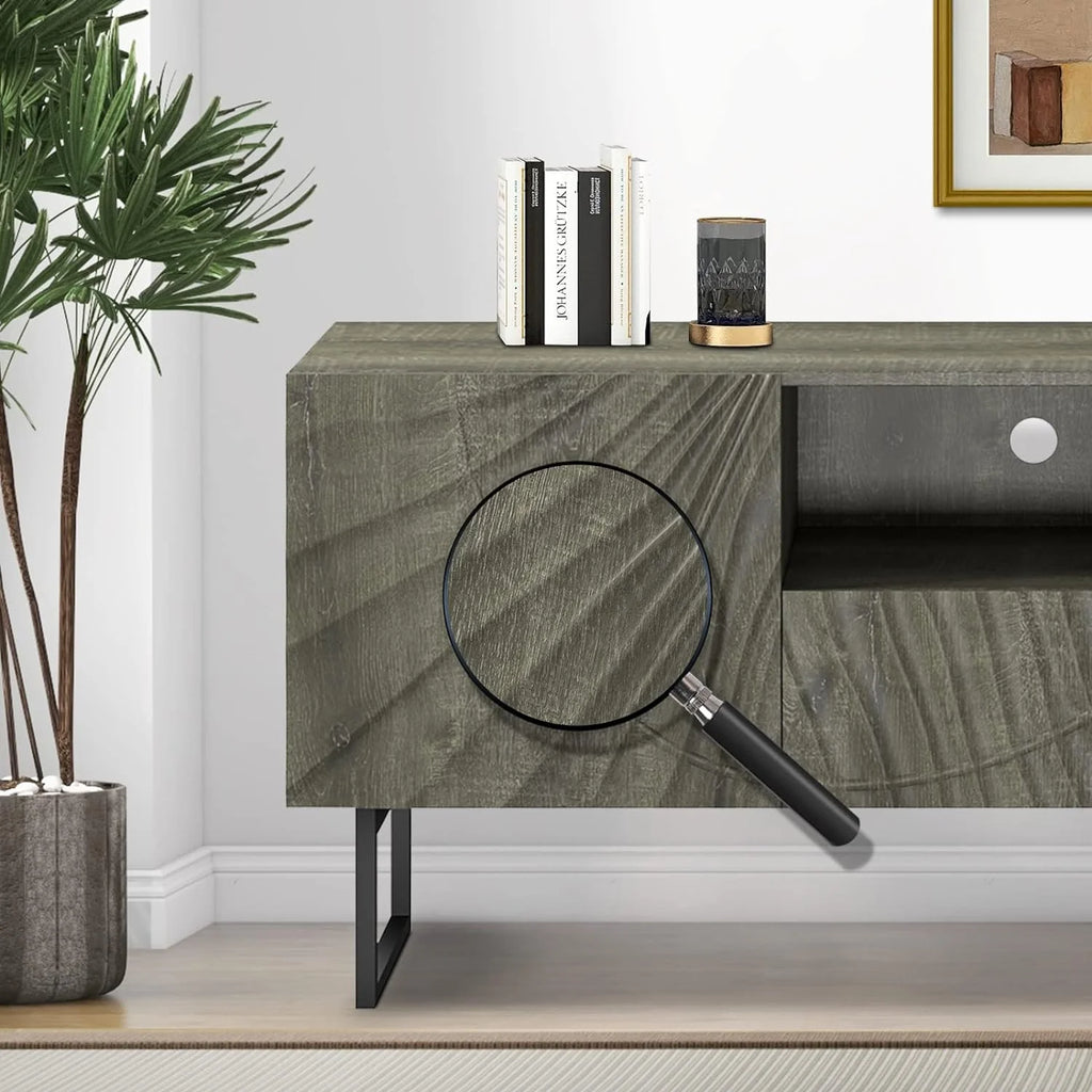 57" Wooden TV Stand with Metal Legs O274