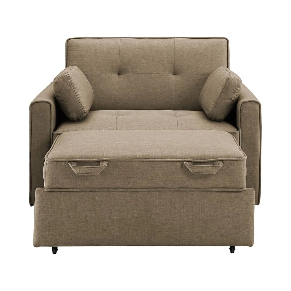 Twin Convertible Sleeper Tan Brown Fabric B69042