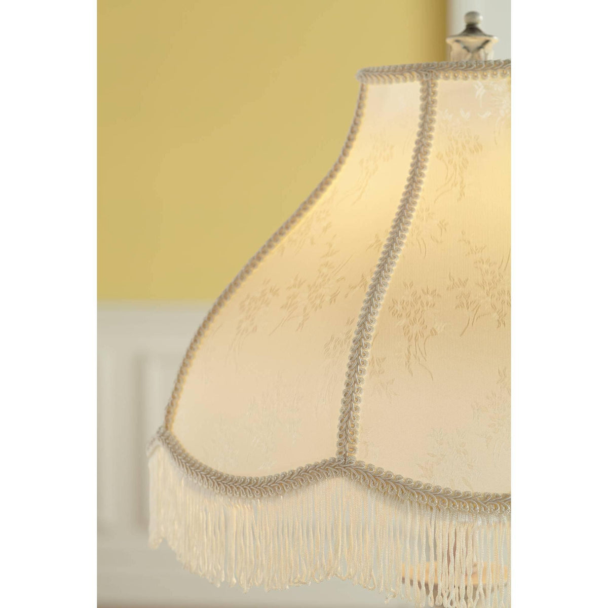 Antique White Cream Scallop Fabric Dome Shade Floor Lamp V8722
