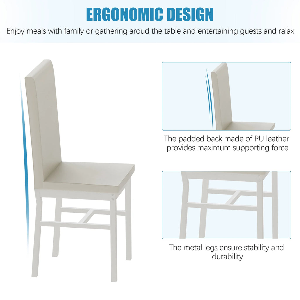 5 Piece White Dining Table and Chairs Set D5975