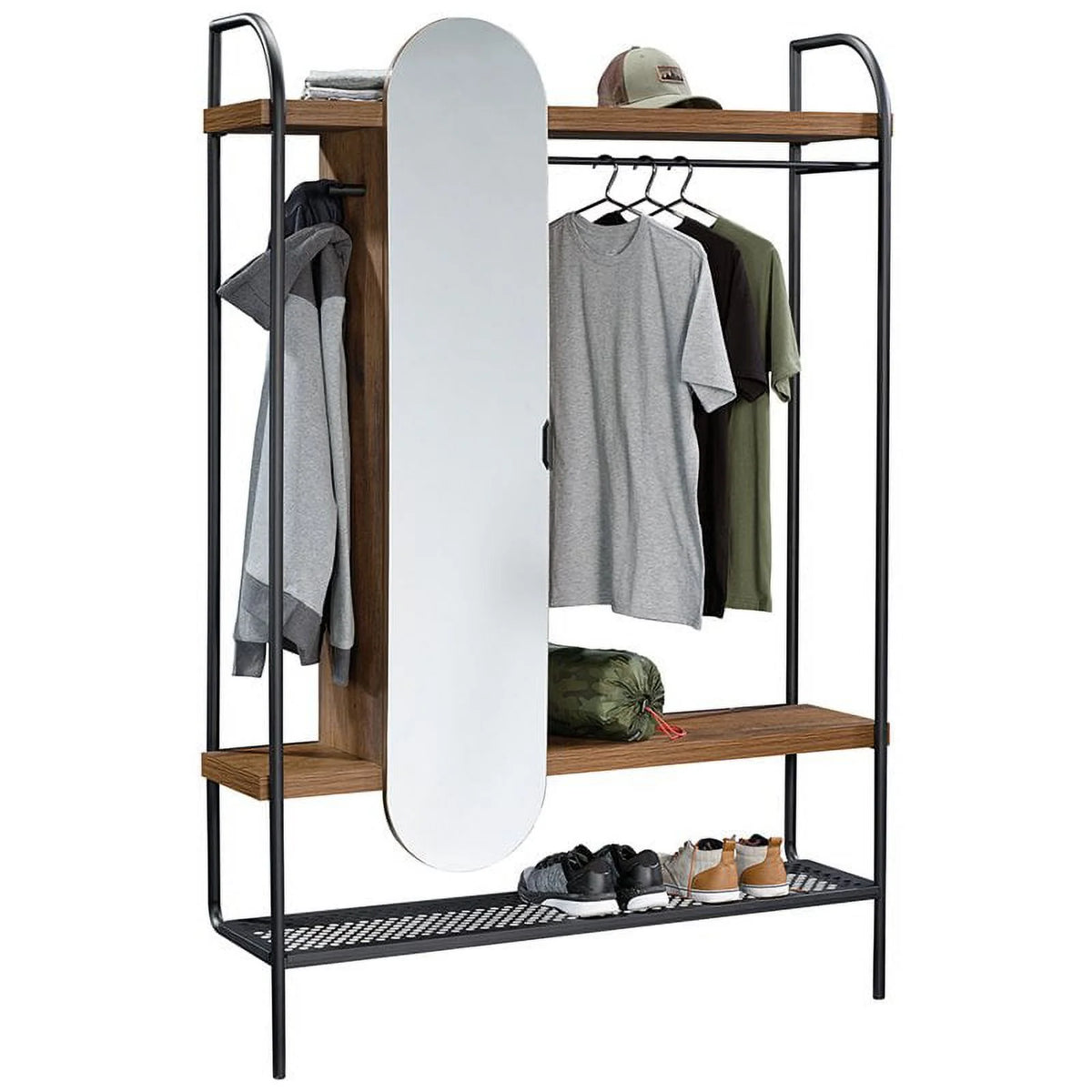 Modern Metal Hanging Wardrobe in Vintage Oak W9727