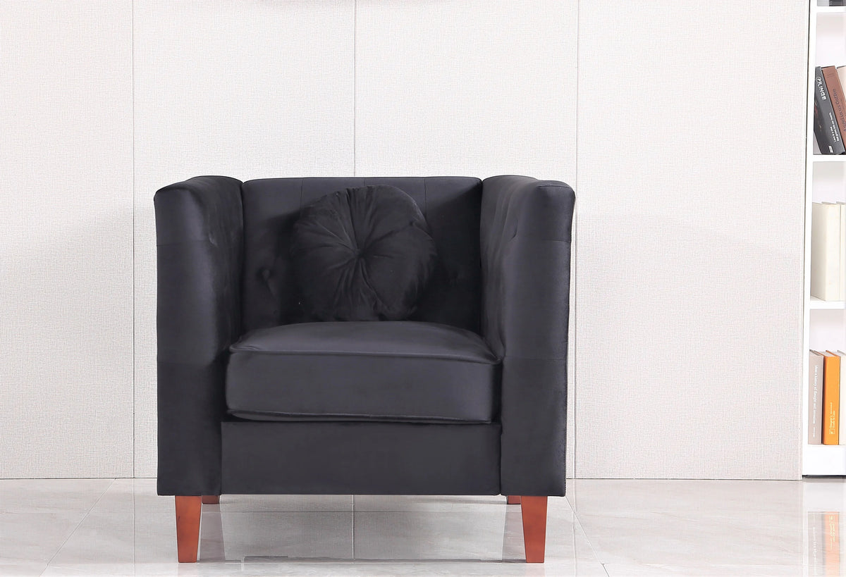 Black Velvet 3Pcs Living Room Set X9441