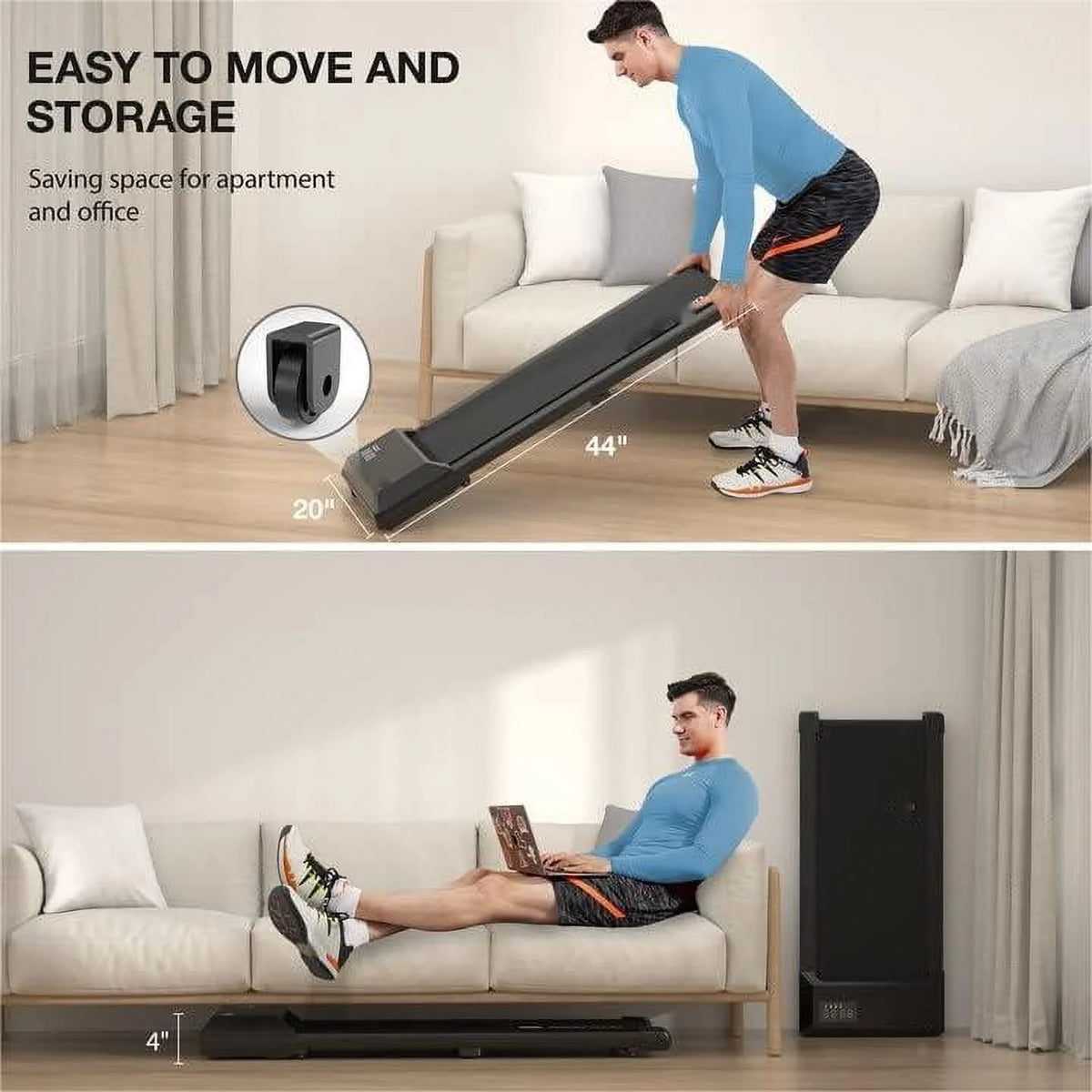 Under Desk Treadmill 2 in 1 Electric Walking Pad 2.5HP T1933