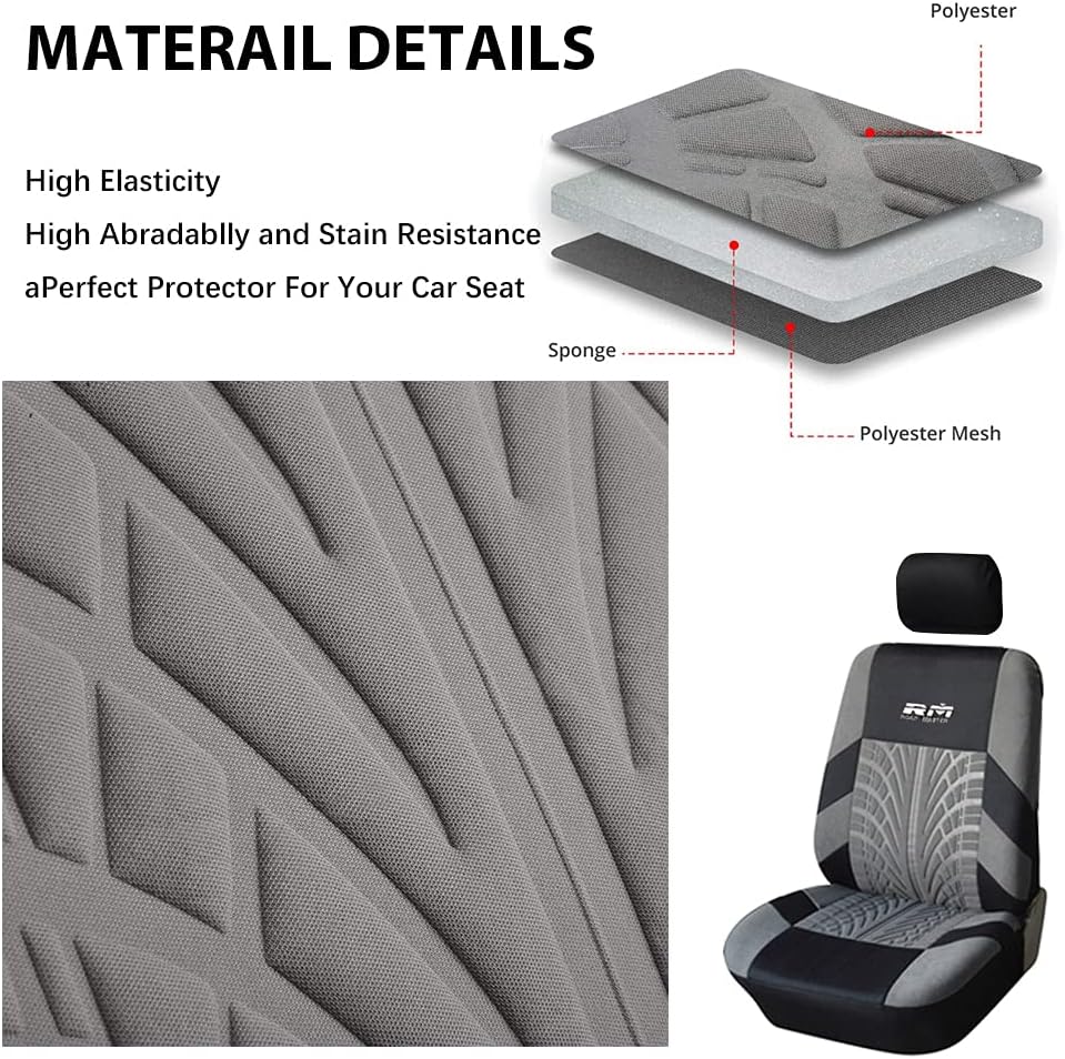 Gray 9pcs Car Seat Covers Full Set Z733