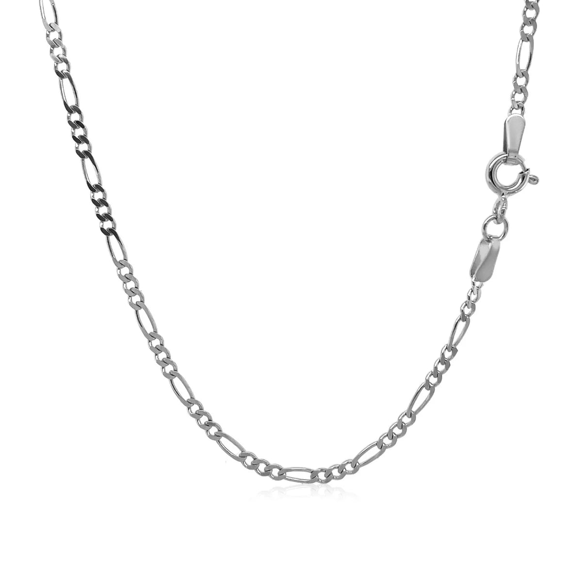14K White Gold Solid Figaro Chain 20'' L747