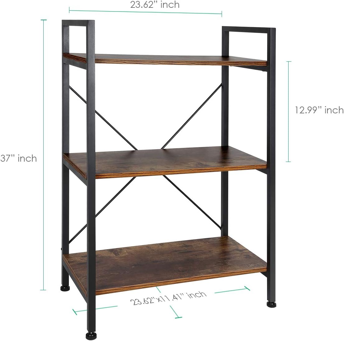 3-Tier Wood and Metal Bookshelf D154453