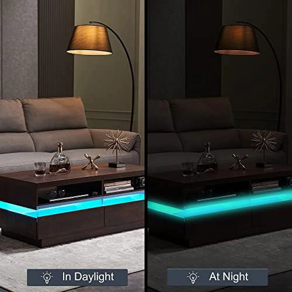 48 Inch LED Coffee Table with 2 Drawers X90447