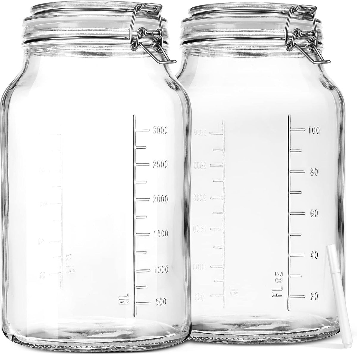 2 Pack 1 Gallon Glass Storage Jars with Airtight Lids G65814