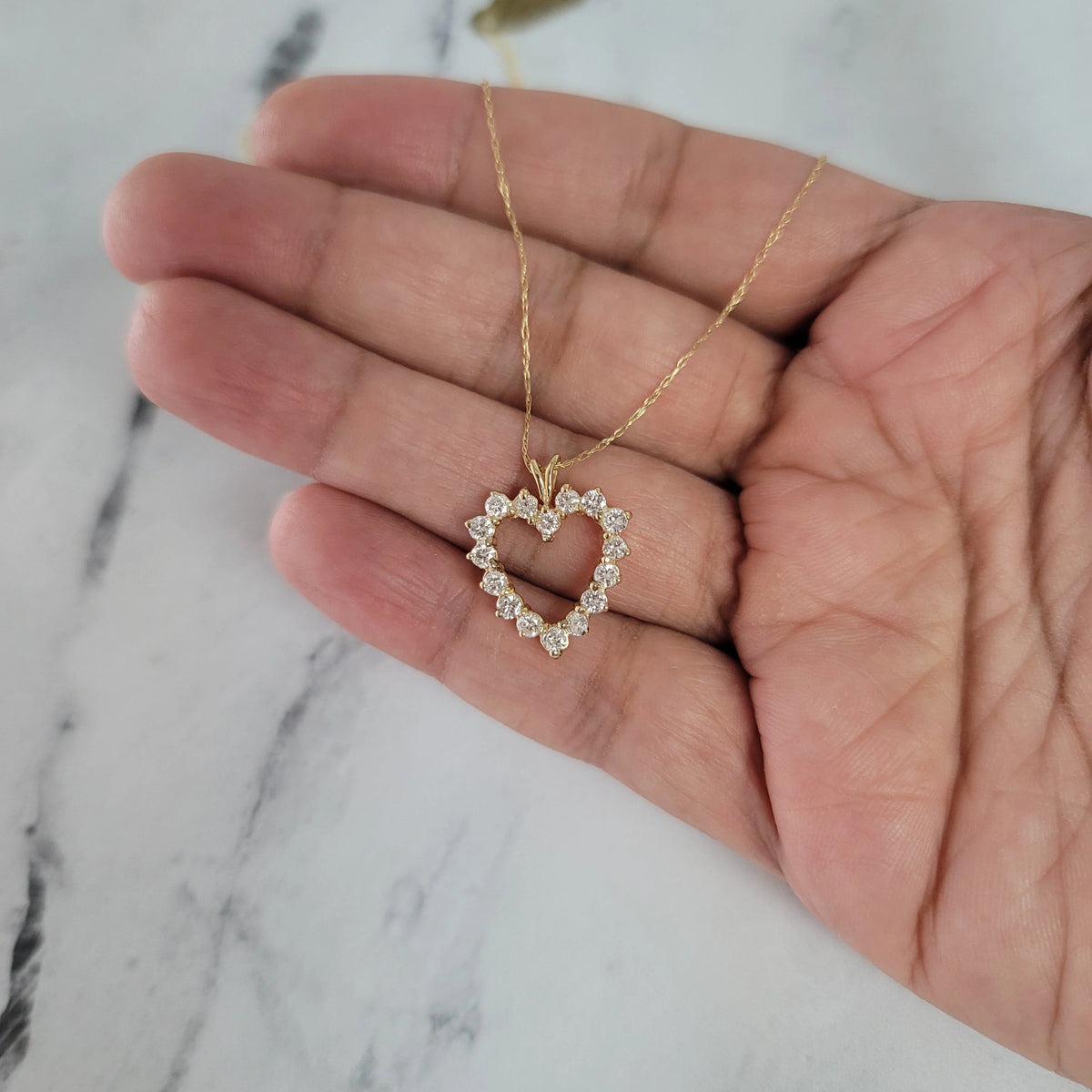 14k Yellow Gold Heart Shaped Diamond Necklace Z111