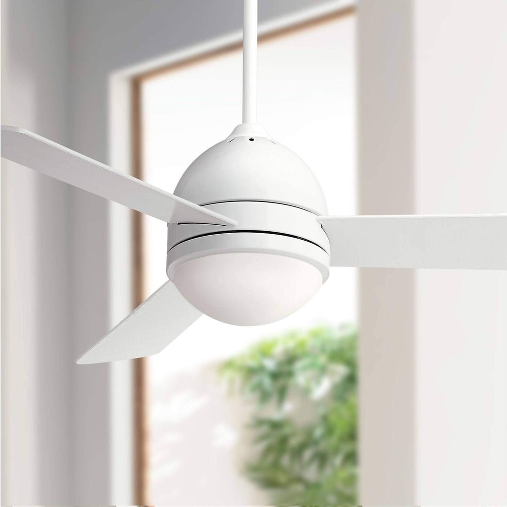 White Opal Frosted Glass LED Ceiling Fan with Light Remote Control G51769