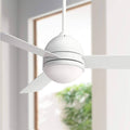 White Opal Frosted Glass LED Ceiling Fan with Light Remote Control G51769