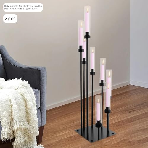 2 Pack Black 8 Arms Floor Candelabra D89394