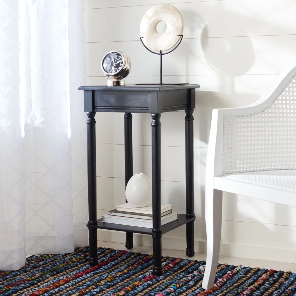 Black Rustic Square Accent Table Z3033
