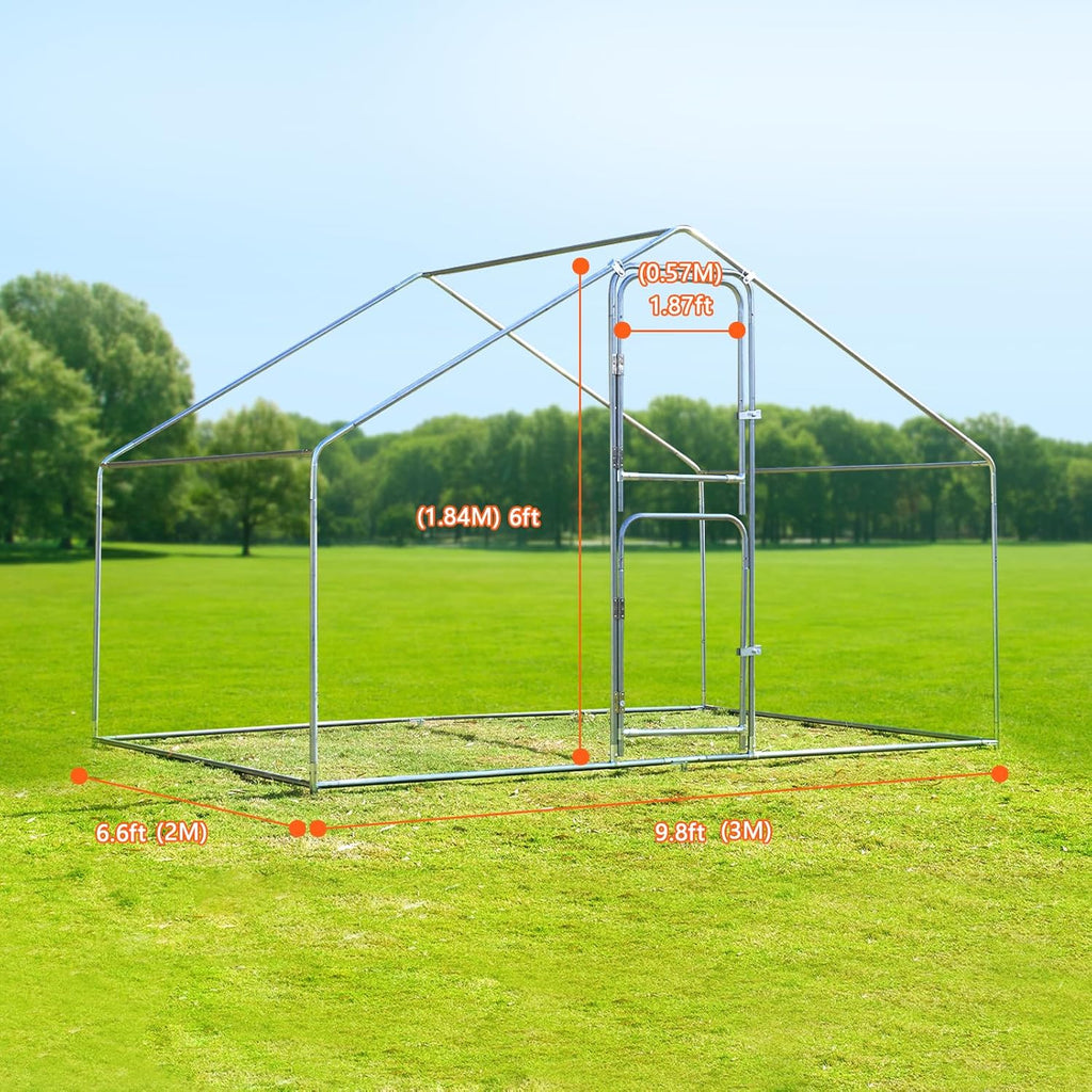 Large Metal Chicken Coop with Anti-UV Cover (9.8 * 6.6FT) X406207