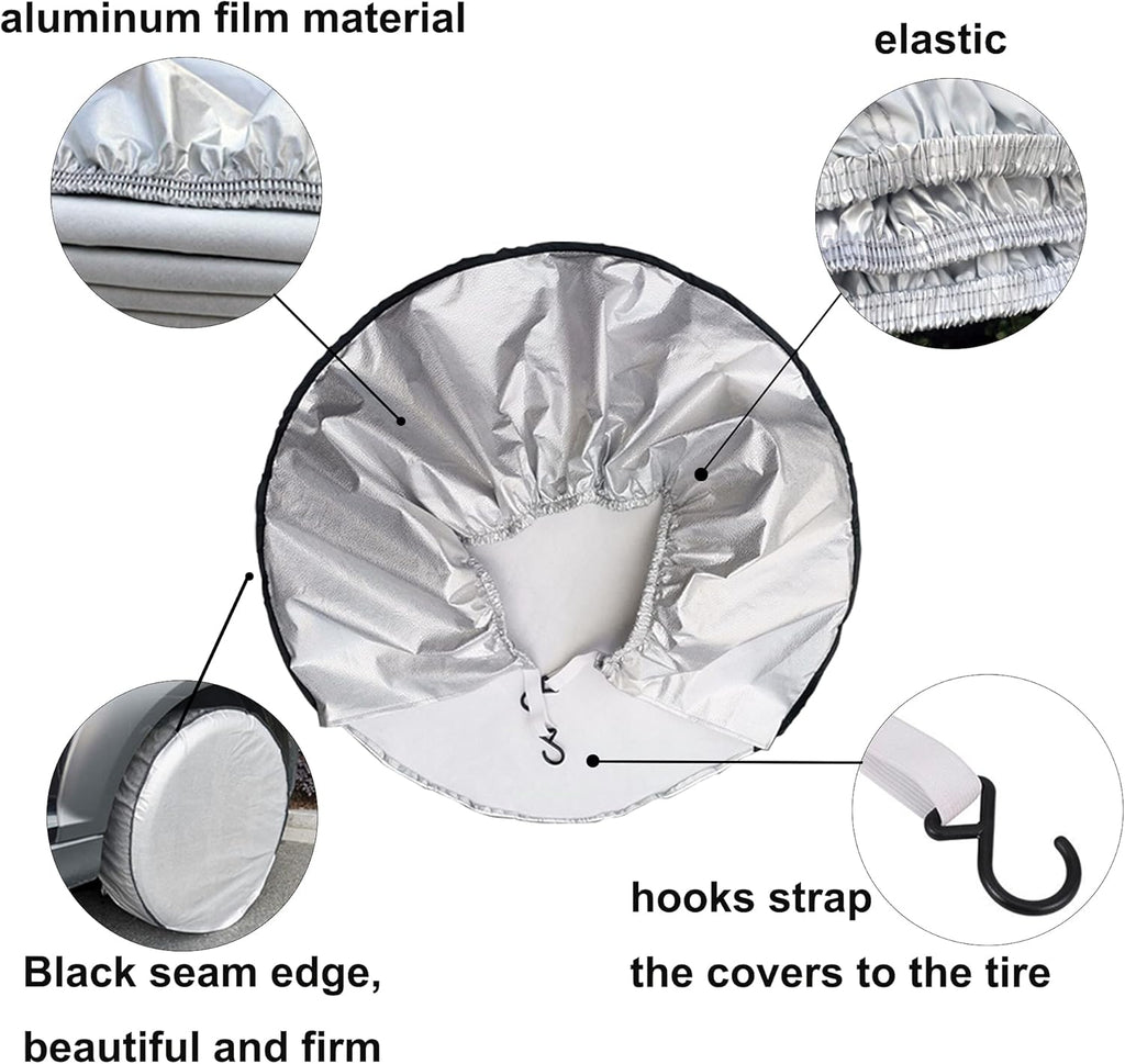 Tire Covers Set of 4, 5 Layer Waterproof Aluminum Film, Fit 30 to 32 Tire Diameter N3483