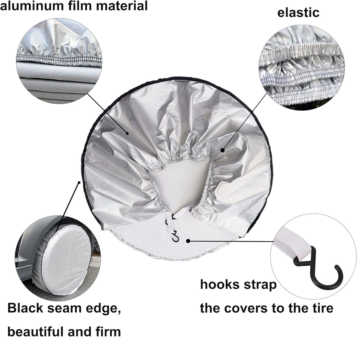 Tire Covers Set of 4, 5 Layer Waterproof Aluminum Film, Fit 30 to 32 Tire Diameter N3483