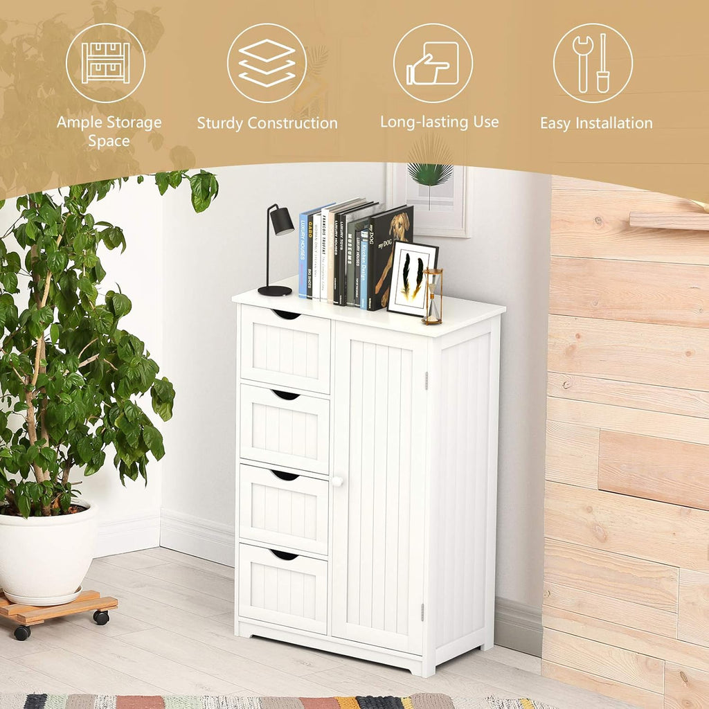 Bathroom Floor Cabinet with 4 Drawers and Door Y7605