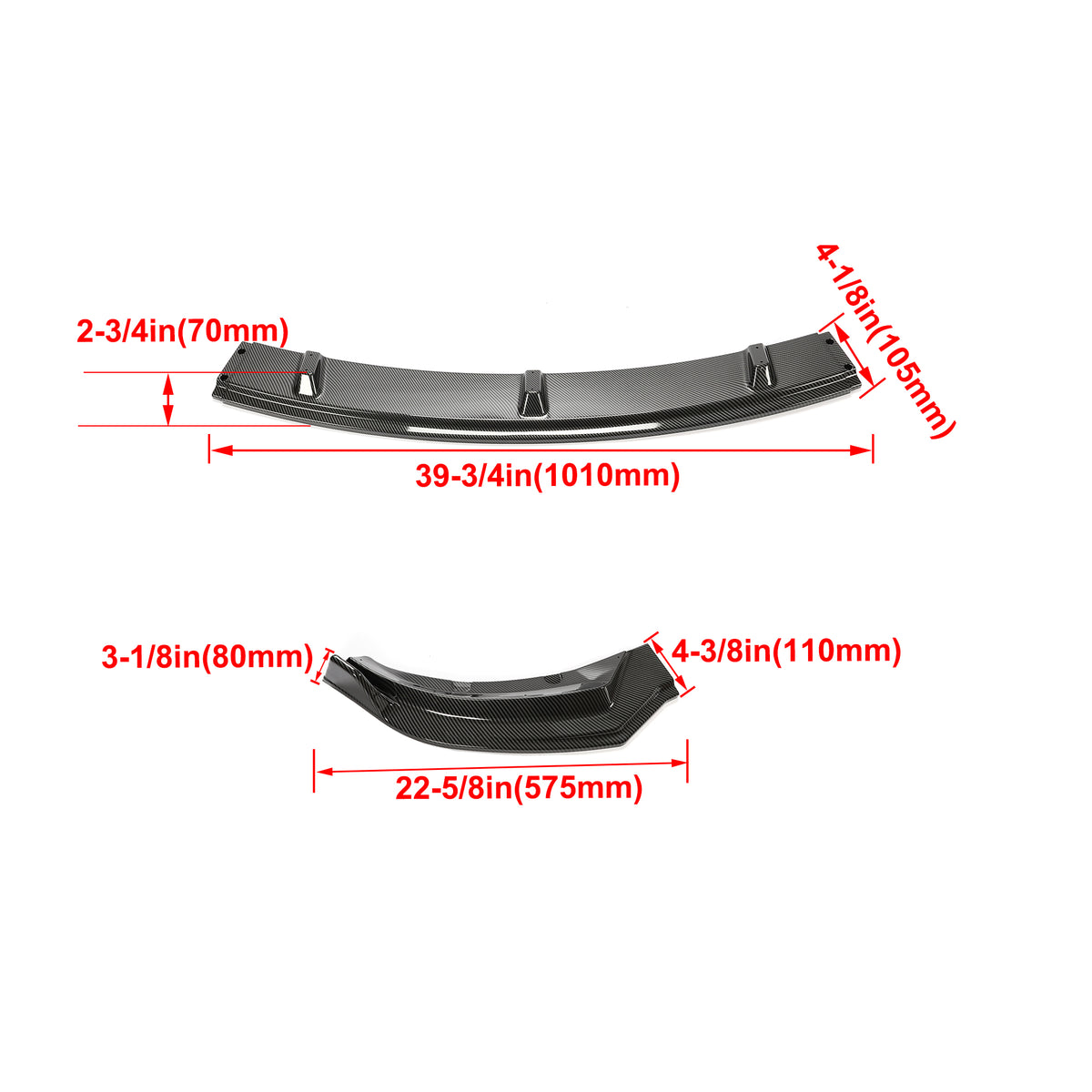 Carbon Fiber Printing Front Bumper Lower Lip Splitter Kit 3PCS I738