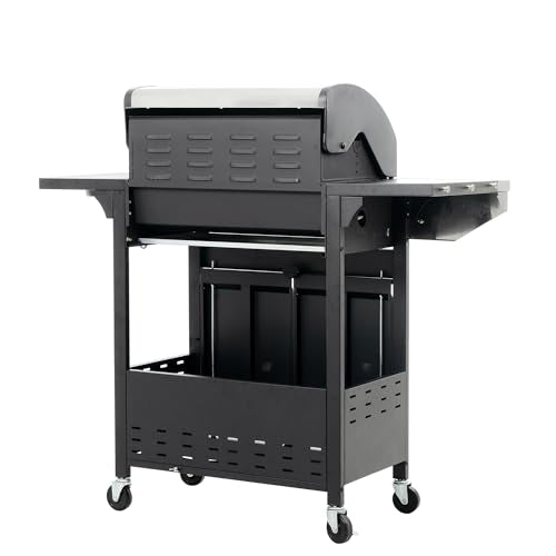 4 Burner Gas Grill with Side Burner, Stainless Steel Propane BBQ Grill with Built in Thermometer A240658