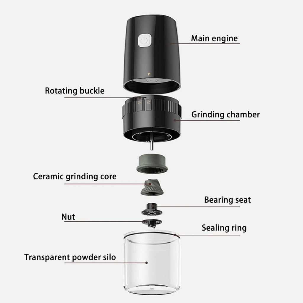Black Cordless Electric Burr Coffee Grinder O403339