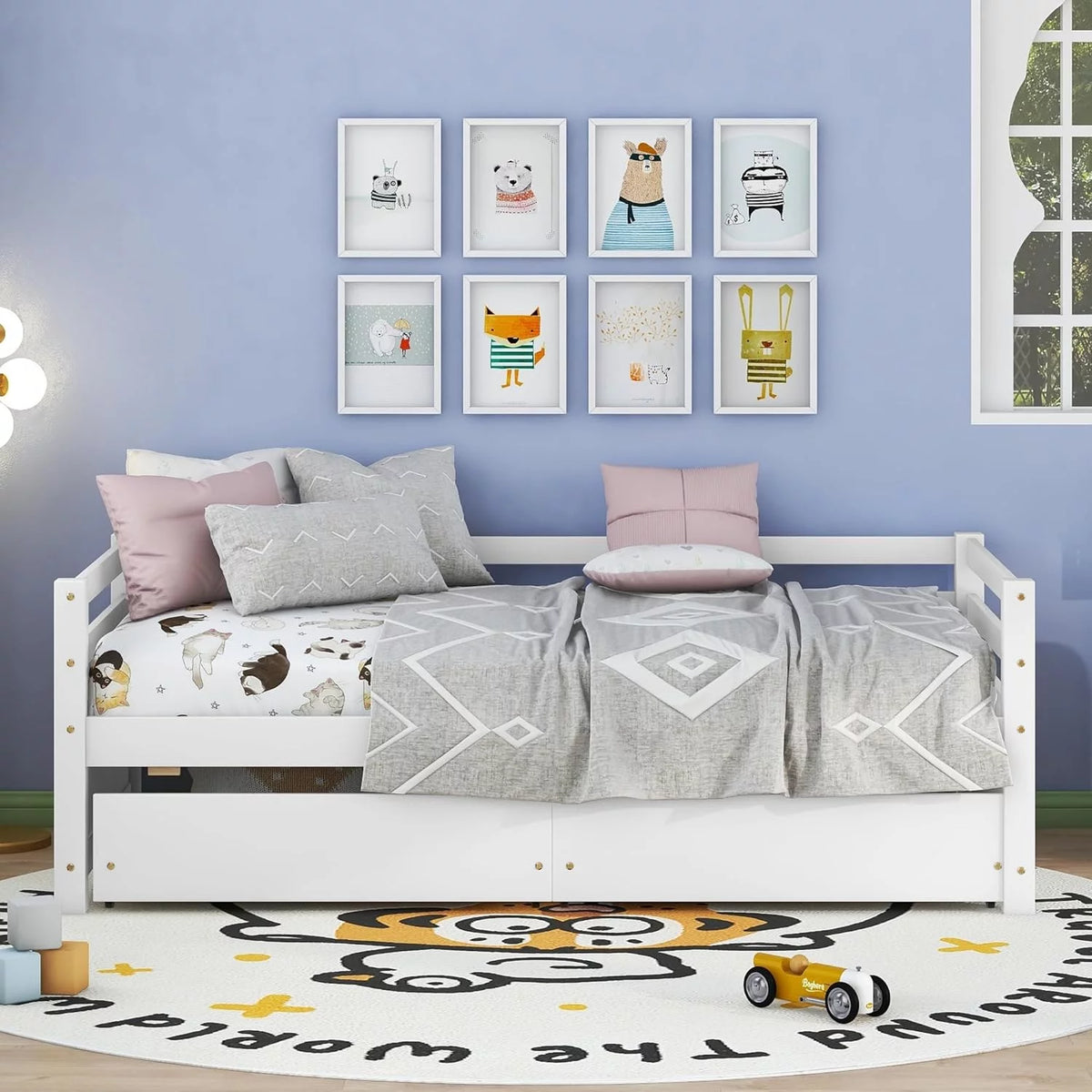 White Daybed with 2 Storage Drawers C34363