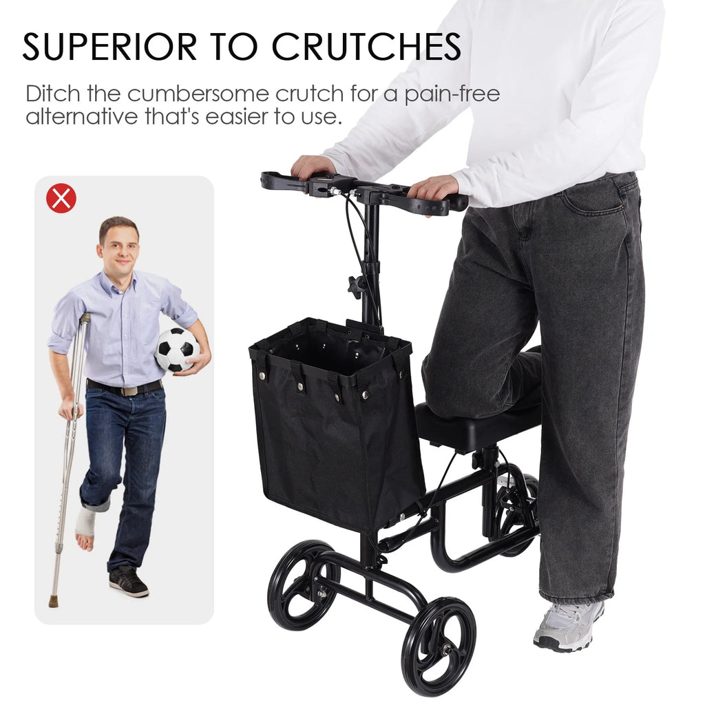 Steerable Knee Walker with Dual Braking System & Storage Basket Z484613
