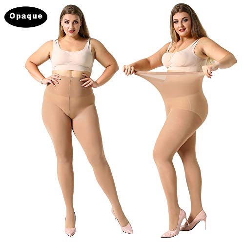 2 Pairs Control Top High Waist Plus Size Tights D917726