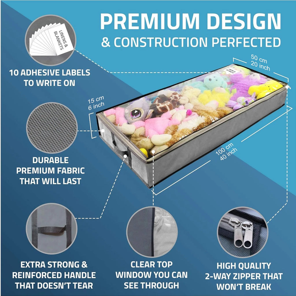 Underbed Storage Bag, 3 Large Foldable Bins with Handles C229