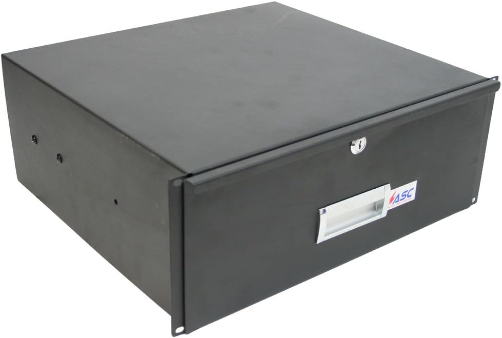 19 Rack Mount 4U Key Lock Drawer Black S89408