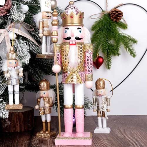 Pink Wooden Nutcracker Figure, 12” V101