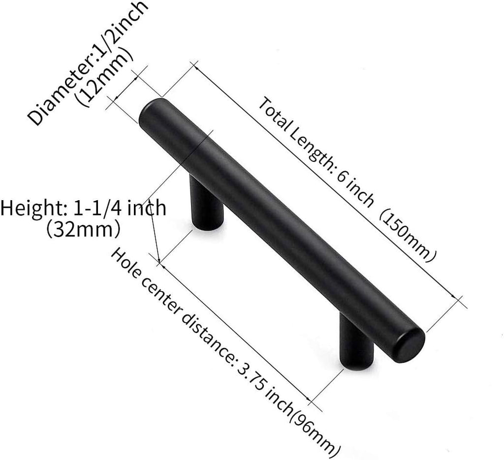 5 Pack Matte Black Stainless Steel Cabinet Pulls F20496