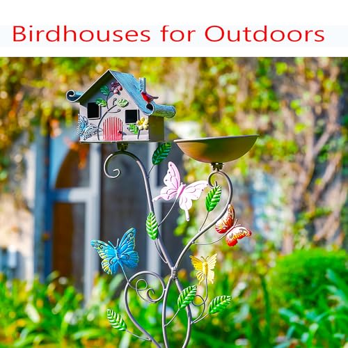 57" Metal Bird Houses with Pole and Stake I881210