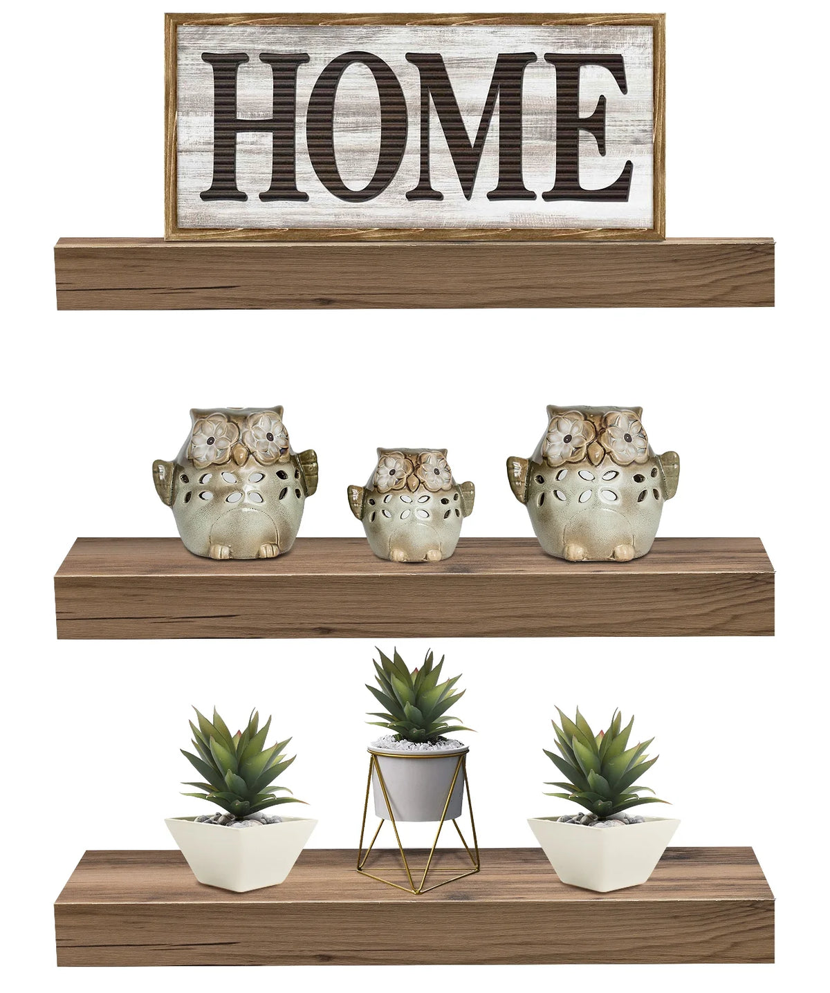 Mahogany Wall Mount Floating Shelf 3 Shelves M2350