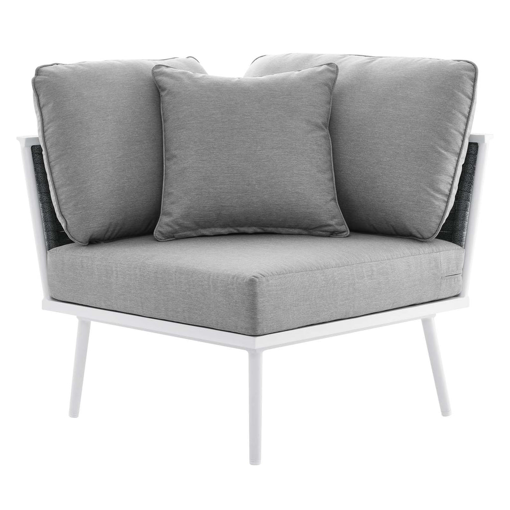 4 Piece White Gray Aluminum Patio Sectional Sofa Set K942726
