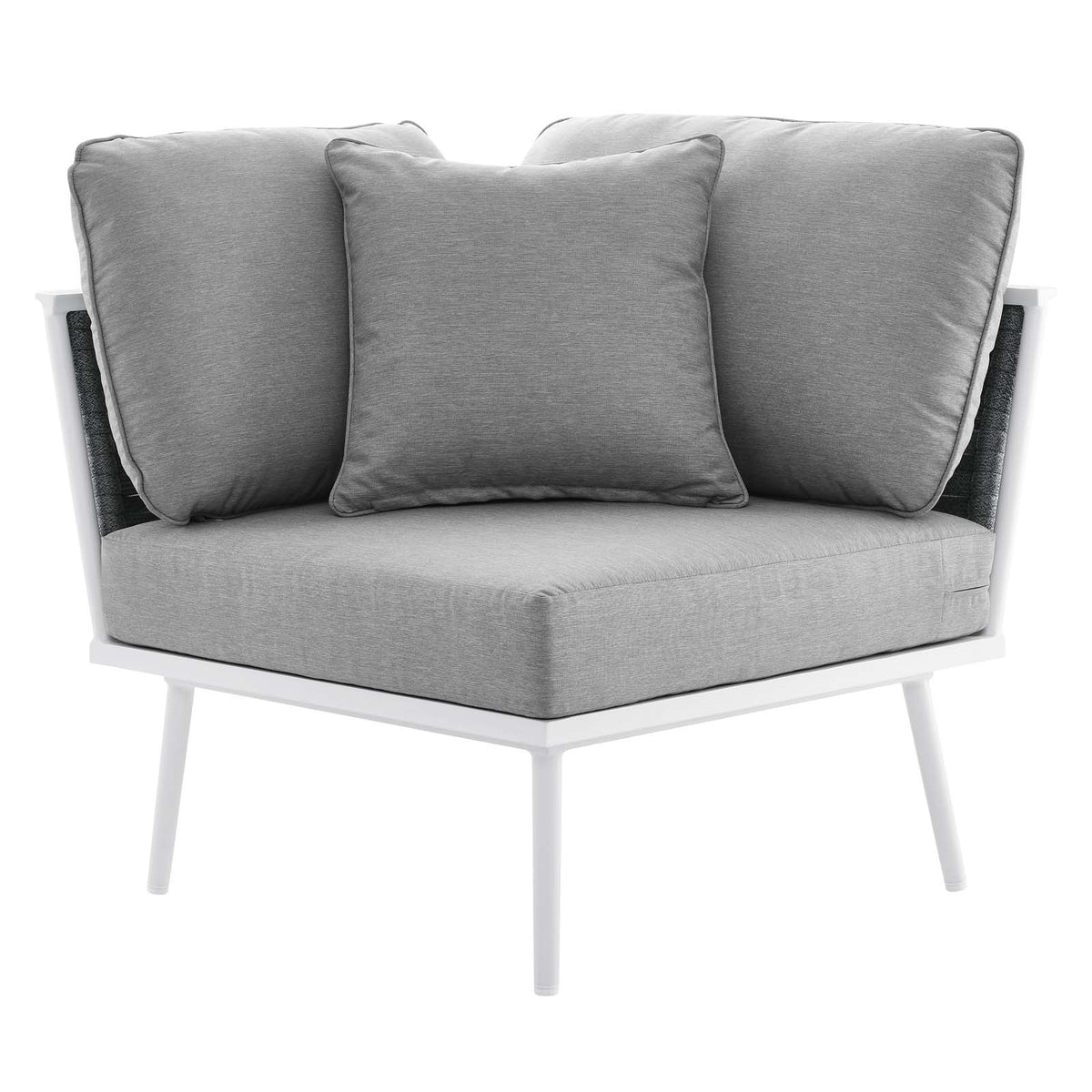 4 Piece White Gray Aluminum Patio Sectional Sofa Set K942726