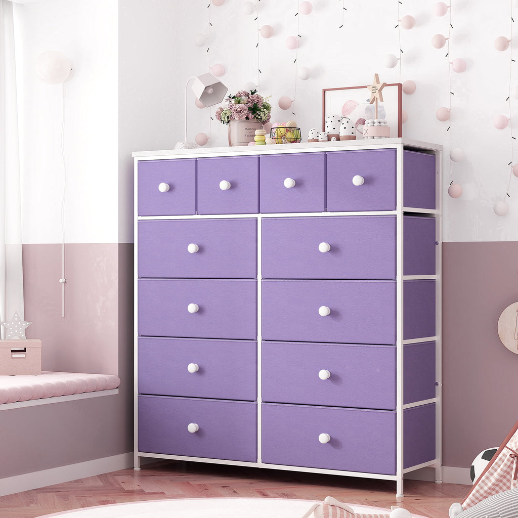 9 Drawer Fabric Dresser with Shelves E853397