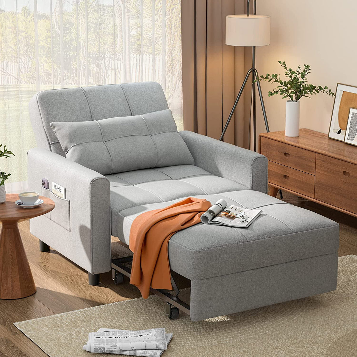 Light Gray Convertible Sofa Bed G19026