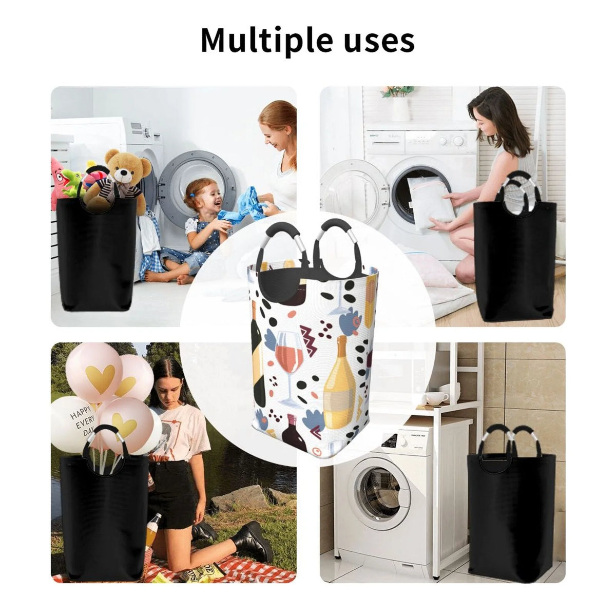 Large Canvas Fabric Collapsible Laundry Hamper G20278