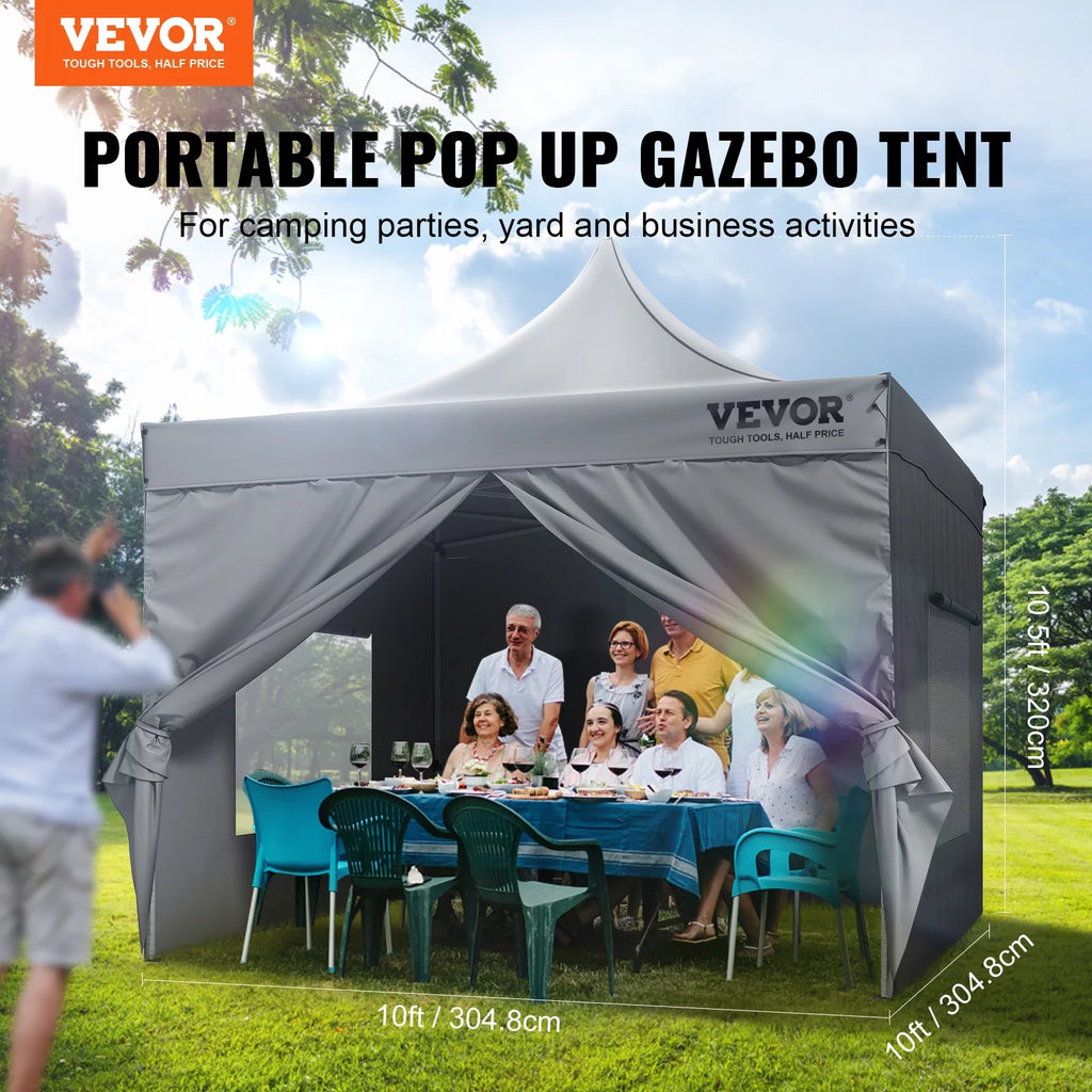 10x10 FT Pop up Canopy Tent with Removable Sidewalls H200842